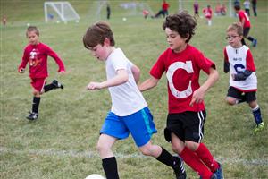 Youth soccer players on the field