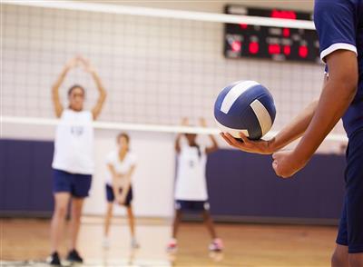 Adult co-ed volleyball game